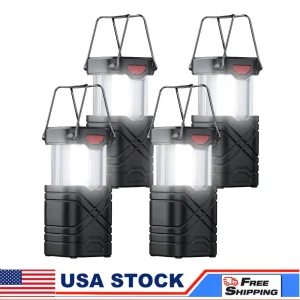 Solar Camping Lantern 2/4-Pack, Rechargeable LED with Flashlight