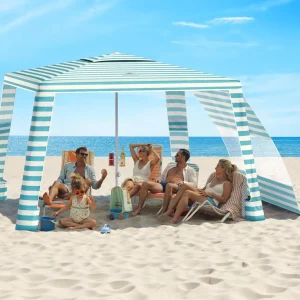 Rhino Valley Beach Cabana, 8 * 8FT Beach Tent UPF50+ Protection,