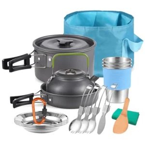 Camping Cookware Mess Kit, Lightweight Camping Cooking Set