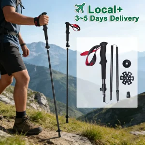 Local+ 100% Carbon Fiber Trekking Poles Folding Outdoor Telescopic