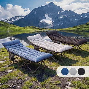 JHK Folding Camping Makeshift Bed Beach Lounge Chair Portable 3.5'' Cushion 440