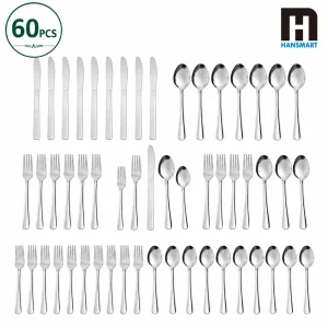 HANSMART 60Pcs Stainless Steel Flatware Set Service for 12
